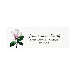 magnolia botanical floral return address labels