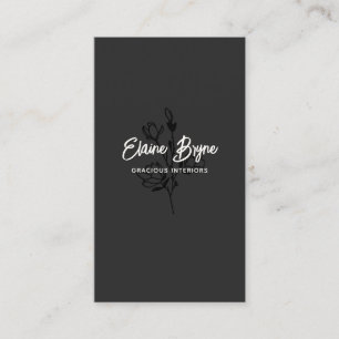 Magnolia Branch Black and White Floral Business Card