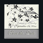 Magnolia branch black grey wedding Save the Date Magnet<br><div class="desc">Magnolia branch black grey wedding custom Save the Date magnet,  featuring a beautiful magnolia branch with black flowers and buds. Ivory,  black,  grey.</div>