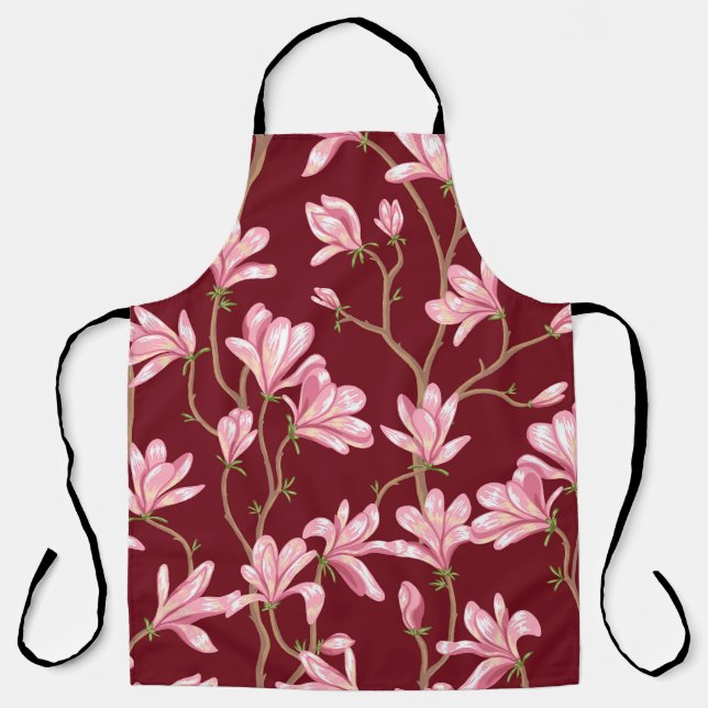 Magnolia Branches: Blooming Vintage Illustration. Apron (Front)