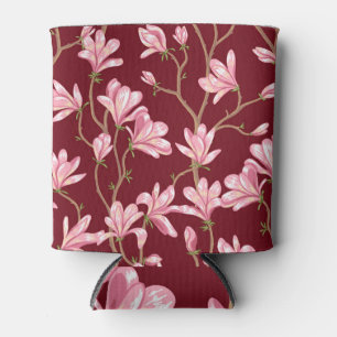 Magnolia Branches: Blooming Vintage Illustration. Can Cooler
