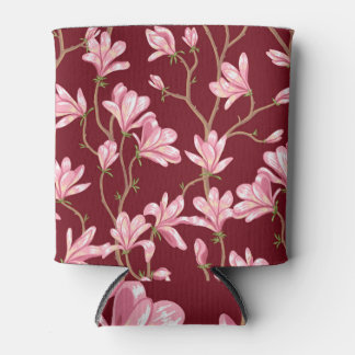 Magnolia Branches: Blooming Vintage Illustration. Can Cooler