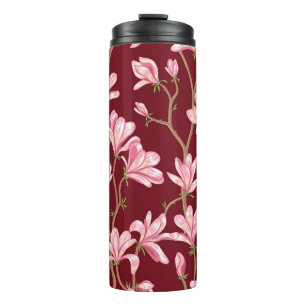 Magnolia Branches: Blooming Vintage Illustration. Thermal Tumbler
