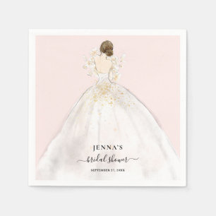Magnolia Brunette Bride Bridal Shower Napkin