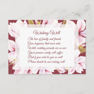Magnolia Burgundy Wedding Wishing Well Cards
