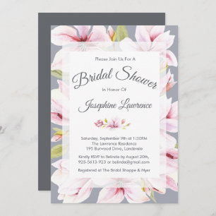 Magnolia Charm Floral Bridal Shower Invitations