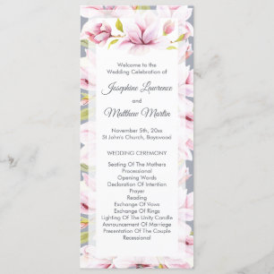 Magnolia Charm Floral Wedding Ceremony Programme