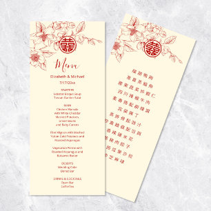 Magnolia Chinese Wedding Menu Card