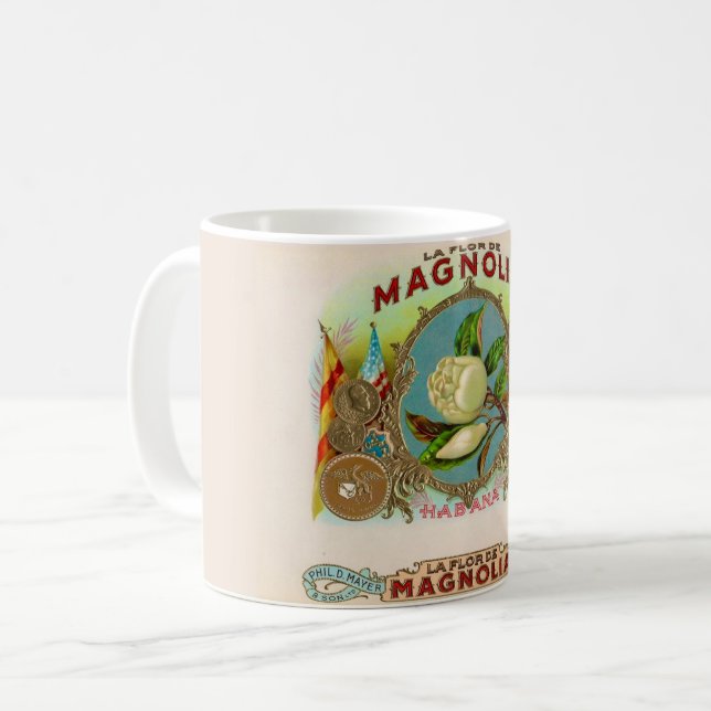 Magnolia Cigar Box Label Coffee Mug (Front Left)