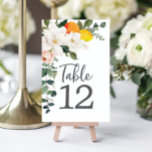 Magnolia Citrus Table Cards Wedding Table Numbers<br><div class="desc">Help your guests easily find their tables with these lovely table numbers. Easily change the number and add to your cart.
Print as many numbers as you need!</div>
