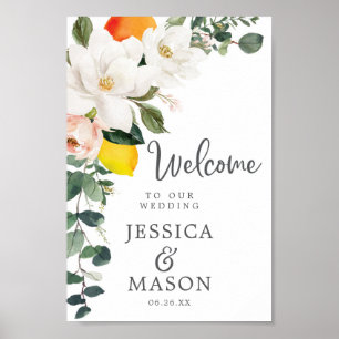 Magnolia Citrus Wedding Welcome Sign