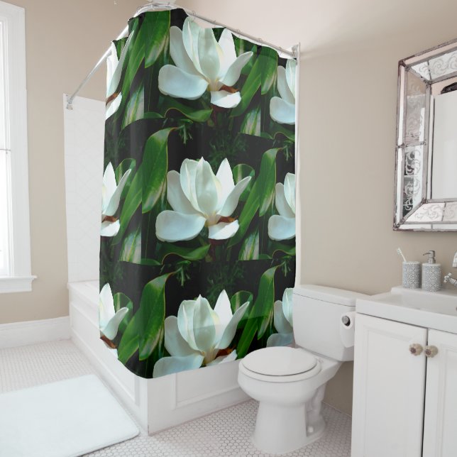 Magnolia Closeup Shower Curtain (In Situ)