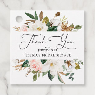 Magnolia Cotton Bridal Shower Thank You Favour Tag