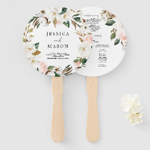 Magnolia Cotton Round Wedding Program Fan