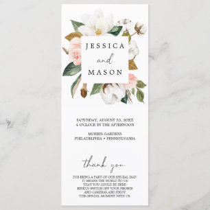 Magnolia Cotton Unplugged Ceremony Wedding Program Programme