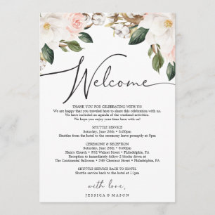 Magnolia Cotton Wedding Welcome Itinerary Letter Programme