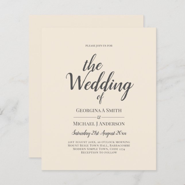 Magnolia Cream Modern Wedding Typography (Front/Back)