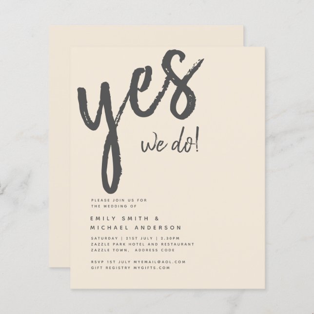 Magnolia Cream Modern Wedding Typography (Front/Back)