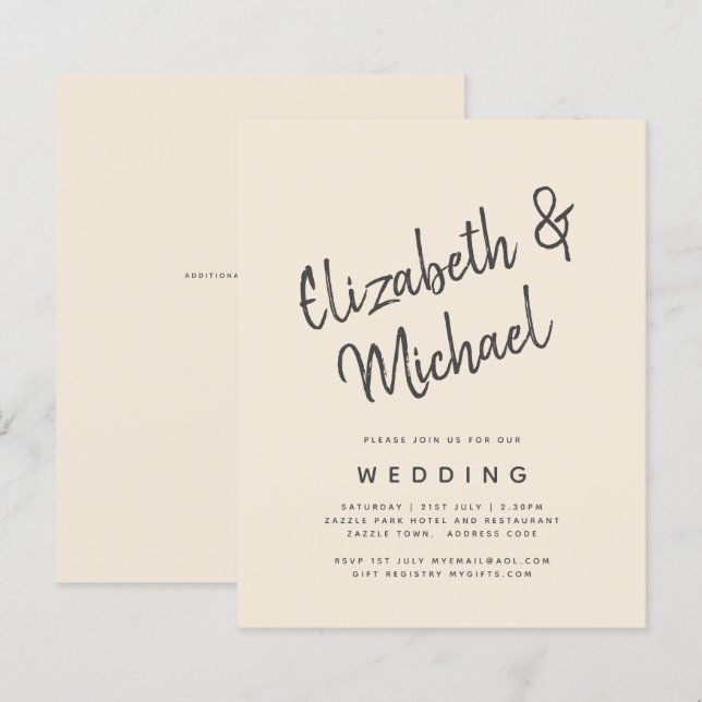 Magnolia Cream Modern Wedding Typography (Front/Back)