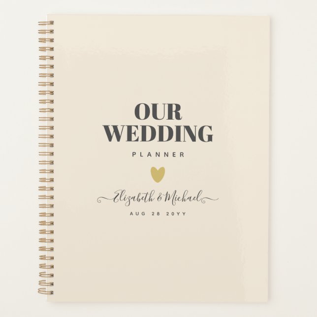 Magnolia Cream Modern Wedding Typography Planner (Front)