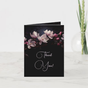 Magnolia Dark Romantic Wedding Photo Thank You Card