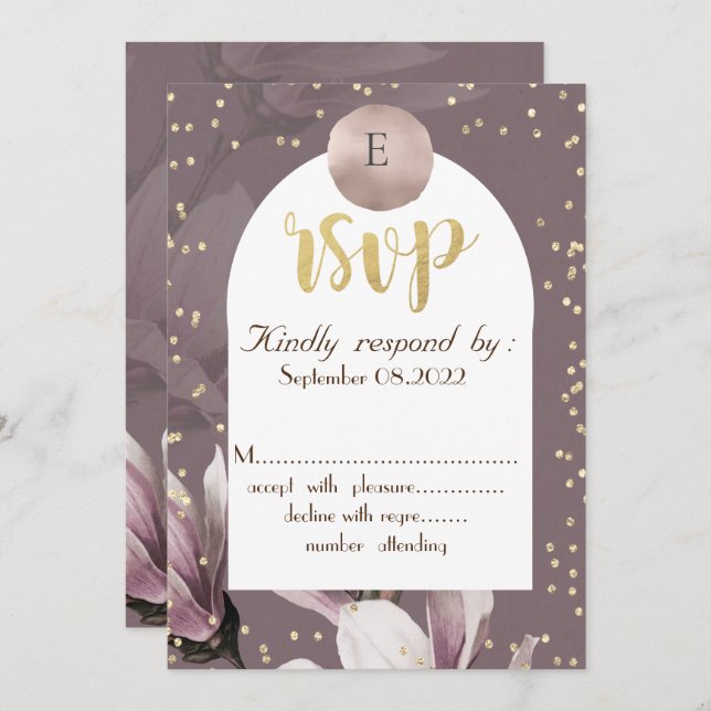 Magnolia Diamonds Monogram RSVP  Invitation (Front/Back)