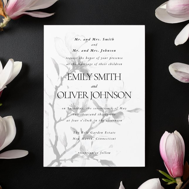 Magnolia Elegant Classic Wedding Parents Host Invitation (Creator Uploaded)