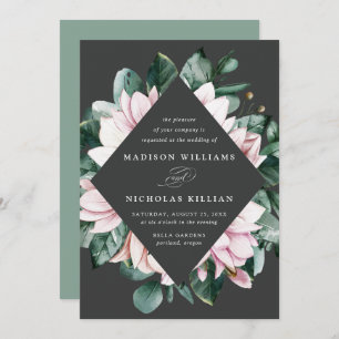 Magnolia & Eucalyptus   Floral Frame Wedding Invitation