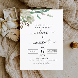 Magnolia Eucalyptus Greenery Wedding Invitation