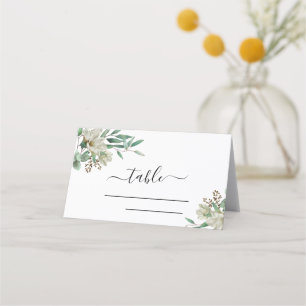 Magnolia Eucalyptus Watercolor Elegant Wedding Place Card