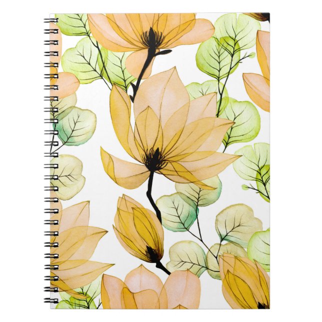Magnolia Eucalyptus: Watercolor Seamless Print Notebook (Front)