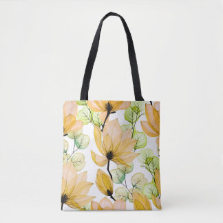 Magnolia Eucalyptus: Watercolor Seamless Print Tote Bag