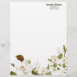 Magnolia Floral Couples Shower Custom Letterhead