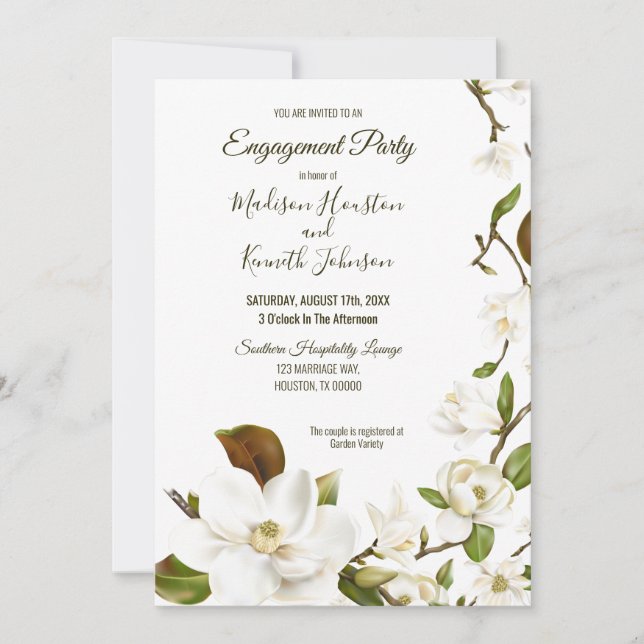 Magnolia Floral Couples Shower Invitation (Front)