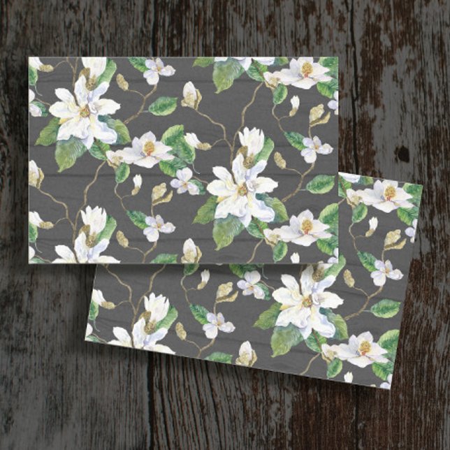 Magnolia Floral Farmhouse Black White Decoupage Tissue Paper (Creator Uploaded)