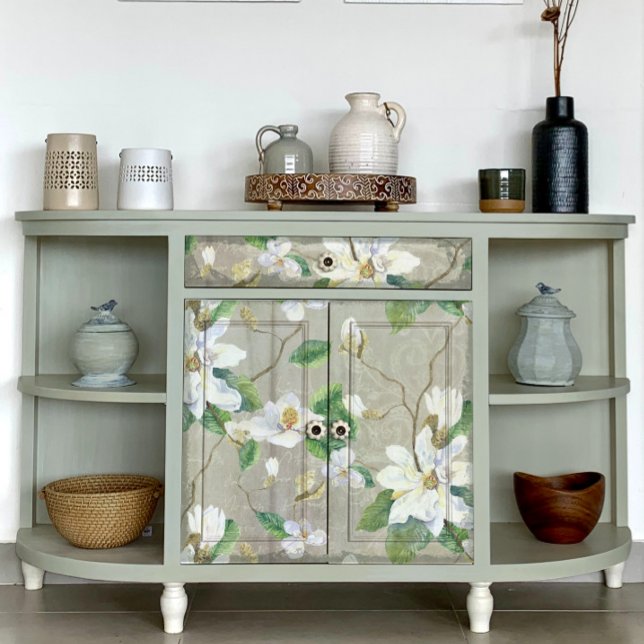 Magnolia Floral Farmhouse Grey Ephemera Decoupage Tissue Paper (Creator Uploaded)