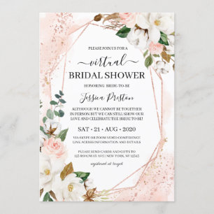 Magnolia Floral Geometric Virtual Bridal Shower Invitation