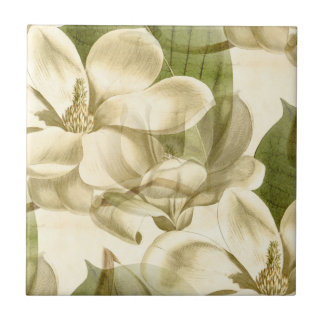 magnolia floral green tile