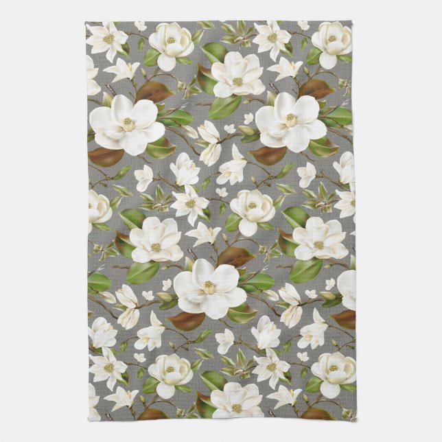 Magnolia Floral Tea Towel (Vertical)
