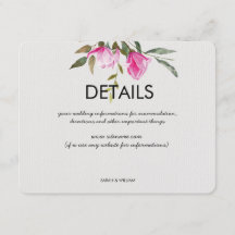 Magnolia Floral Watercolor Wedding Details Card