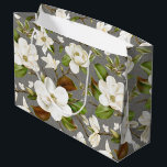 Magnolia Floral Wedding Large Gift Bag<br><div class="desc">White Magnolia with Southern Charm.
Background pattern can be deleted or hidden by using the customise further option.</div>