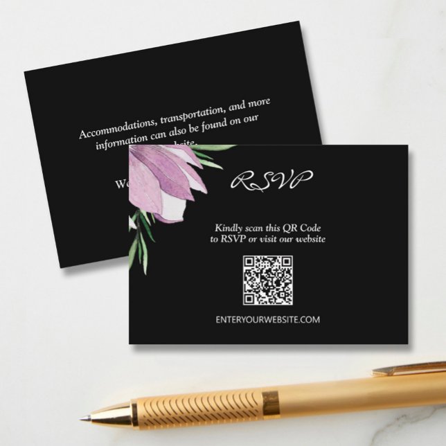 Magnolia Floral Wedding QR RSVP Enclosure Card (Creator Uploaded)