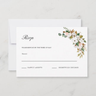 Magnolia Floral Wedding RSVP card