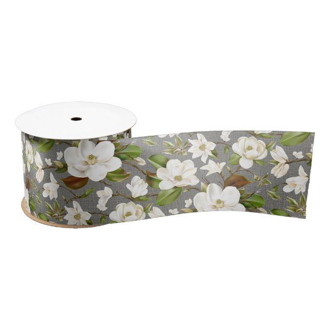 Magnolia Floral Wedding Satin Ribbon (Spool)