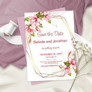 Magnolia Floral Wedding Save the Date Card