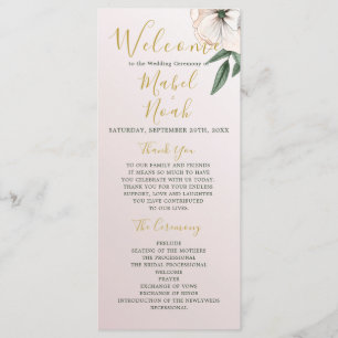 Magnolia Floral Wedding Welcome Program Menu