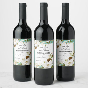 Magnolia Floral Wine Label