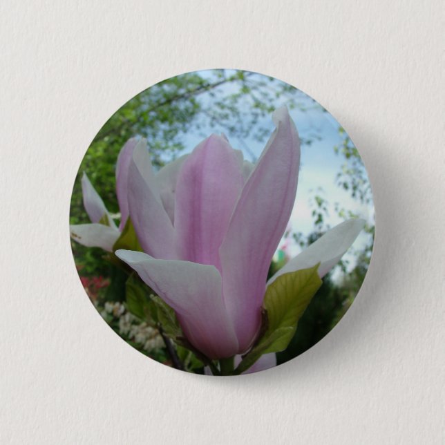 magnolia flower 6 cm round badge (Front)
