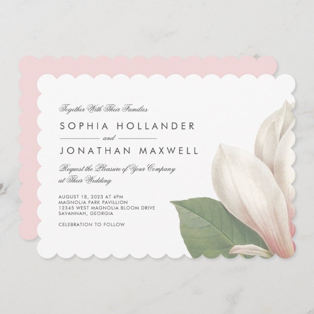 Magnolia Flower Blossom Invitation (Front/Back)