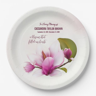 Magnolia Flower Funeral Favor Paper Plates